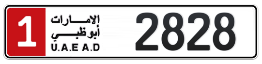 1 2828 - Plate numbers for sale in Abu Dhabi