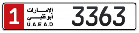 1 3363 - Plate numbers for sale in Abu Dhabi