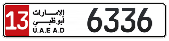 13 6336 - Plate numbers for sale in Abu Dhabi