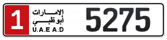 1 5275 - Plate numbers for sale in Abu Dhabi
