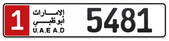 1 5481 - Plate numbers for sale in Abu Dhabi
