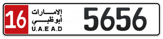 16 5656 - Plate numbers for sale in Abu Dhabi