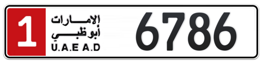 1 6786 - Plate numbers for sale in Abu Dhabi