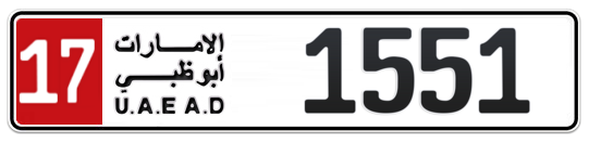 Abu Dhabi Plate number 17 1551 for sale on Numbers.ae