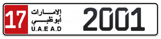 17 2001 - Plate numbers for sale in Abu Dhabi