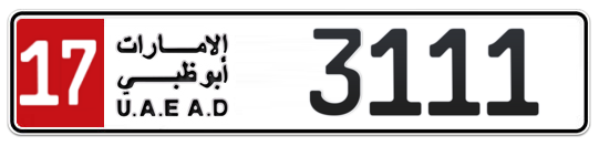 17 3111 - Plate numbers for sale in Abu Dhabi