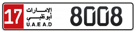 17 8008 - Plate numbers for sale in Abu Dhabi
