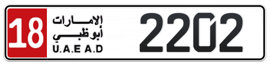 18 2202 - Plate numbers for sale in Abu Dhabi