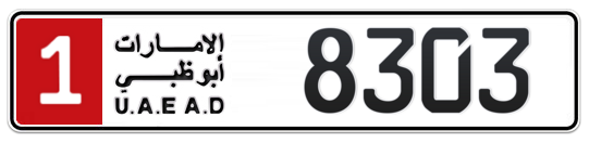 Abu Dhabi Plate number 1 8303 for sale on Numbers.ae