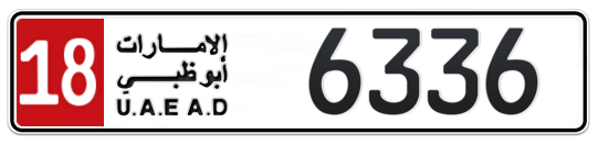 18 6336 - Plate numbers for sale in Abu Dhabi
