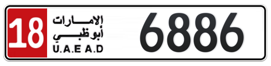 18 6886 - Plate numbers for sale in Abu Dhabi