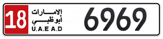 18 6969 - Plate numbers for sale in Abu Dhabi