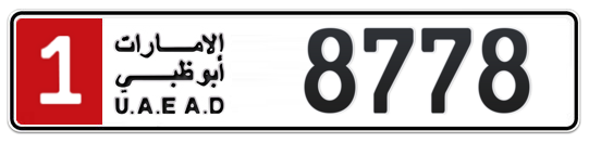 1 8778 - Plate numbers for sale in Abu Dhabi