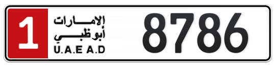 1 8786 - Plate numbers for sale in Abu Dhabi