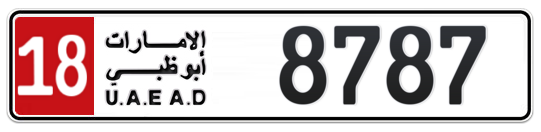 18 8787 - Plate numbers for sale in Abu Dhabi