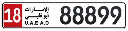 18 88899 - Plate numbers for sale in Abu Dhabi