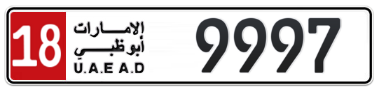 18 9997 - Plate numbers for sale in Abu Dhabi