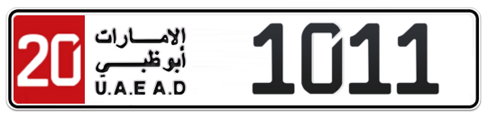 20 1011 - Plate numbers for sale in Abu Dhabi