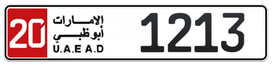 20 1213 - Plate numbers for sale in Abu Dhabi