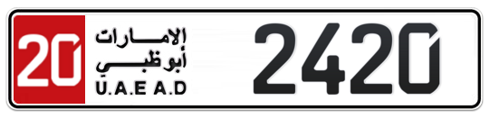 20 2420 - Plate numbers for sale in Abu Dhabi