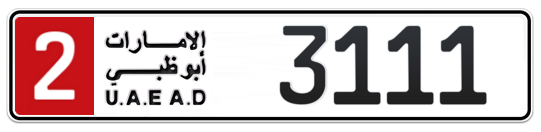 2 3111 - Plate numbers for sale in Abu Dhabi
