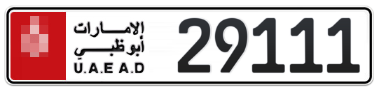  * 29111 - Plate numbers for sale in Abu Dhabi