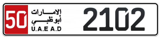 50 2102 - Plate numbers for sale in Abu Dhabi