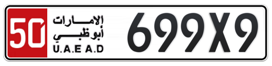 Abu Dhabi Plate number 50 699X9 for sale on Numbers.ae