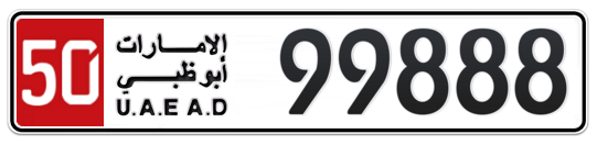 50 99888 - Plate numbers for sale in Abu Dhabi