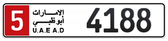 5 4188 - Plate numbers for sale in Abu Dhabi