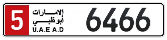 5 6466 - Plate numbers for sale in Abu Dhabi