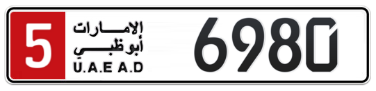 5 6980 - Plate numbers for sale in Abu Dhabi