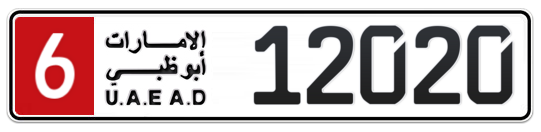 6 12020 - Plate numbers for sale in Abu Dhabi