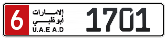 Abu Dhabi Plate number 6 1701 for sale on Numbers.ae