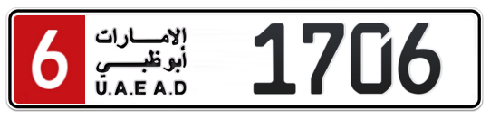 6 1706 - Plate numbers for sale in Abu Dhabi