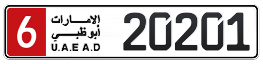 6 20201 - Plate numbers for sale in Abu Dhabi
