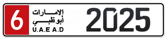 6 2025 - Plate numbers for sale in Abu Dhabi