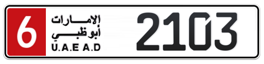 6 2103 - Plate numbers for sale in Abu Dhabi