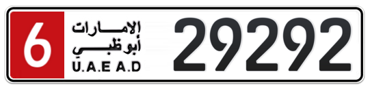 6 29292 - Plate numbers for sale in Abu Dhabi