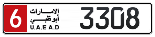 Abu Dhabi Plate number 6 3308 for sale on Numbers.ae