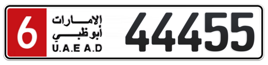 Abu Dhabi Plate number 6 44455 for sale on Numbers.ae