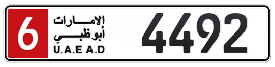 Abu Dhabi Plate number 6 4492 for sale on Numbers.ae