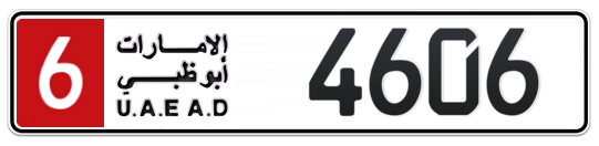6 4606 - Plate numbers for sale in Abu Dhabi