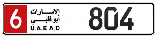 6 804 - Plate numbers for sale in Abu Dhabi