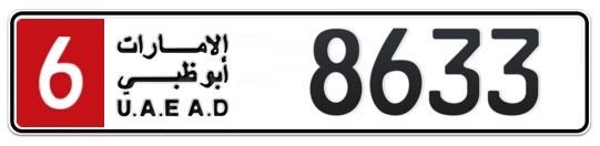 6 8633 - Plate numbers for sale in Abu Dhabi