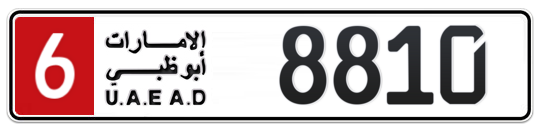 6 8810 - Plate numbers for sale in Abu Dhabi