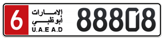 6 88808 - Plate numbers for sale in Abu Dhabi