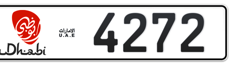 Abu Dhabi Plate number 10 4272 for sale - Short layout, Dubai logo, Сlose view