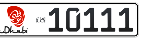 Abu Dhabi Plate number 11 10111 for sale - Short layout, Dubai logo, Сlose view