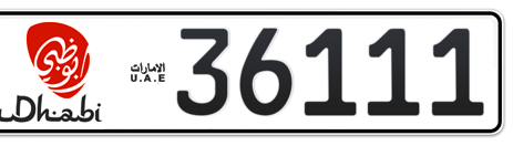 Abu Dhabi Plate number 11 36111 for sale - Short layout, Dubai logo, Сlose view